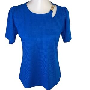 MICHAEL Michael Kors Short Sleeve Blue Top Size Small NWT